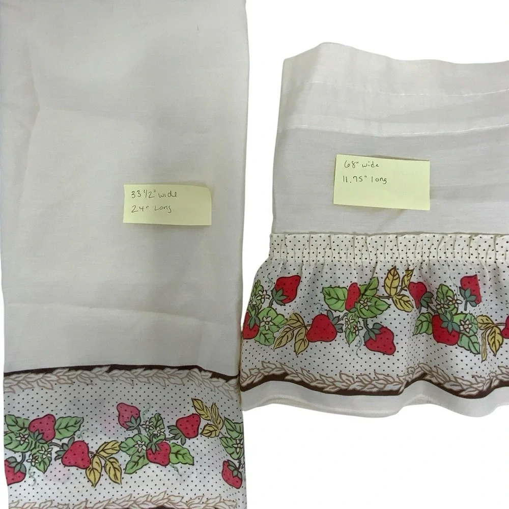 Vintage Strawberry Polka Dot Kitchen Rod Pocket Curtain Valance Tier Cream Red